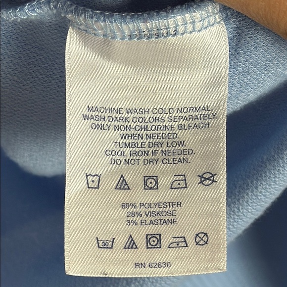 Lands End Light Blue Sweatshirt Casual Crewneck Striped Design Size Large - Picture 7 of 8